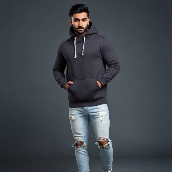 Black Muffler Fleece Hoodie