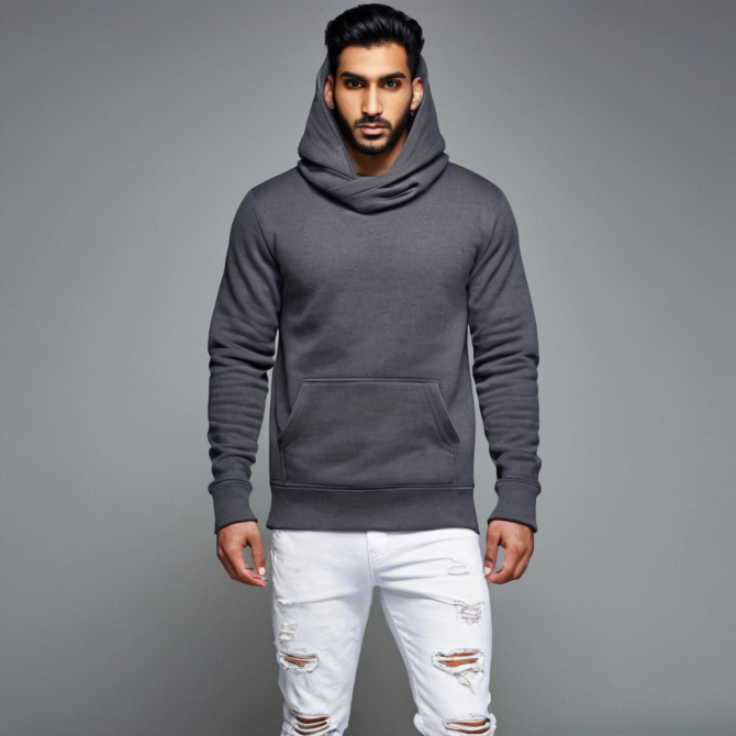 Dark-Grey Muffler Fleece Hoodie